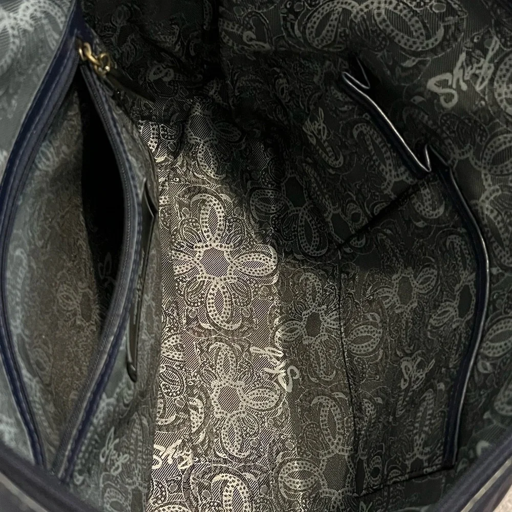 Sharif 1827 navy blue with gold snake skin leather handbag